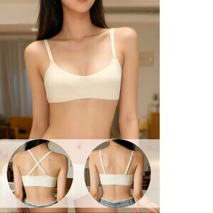 Convertible Straps Wireless Seamless 3D Molded Soft Cup Bralette Bra Ivory Small